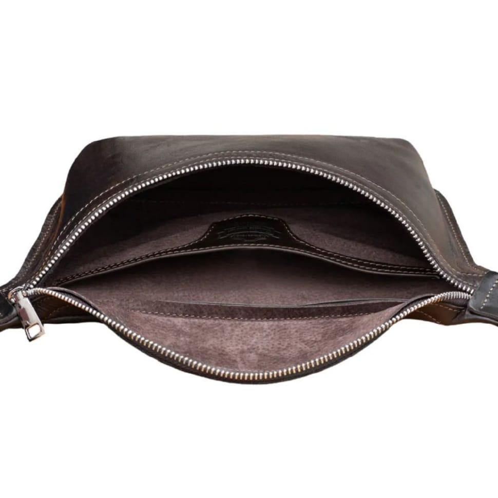 Кожаная напоясная сумка Grande Pelle 743620 коричневая — 2
