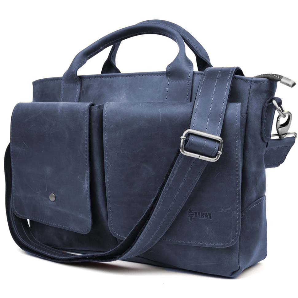 Сумка-портфель мужская на плечо с ручками TARWA Cиний RК-3990-3md