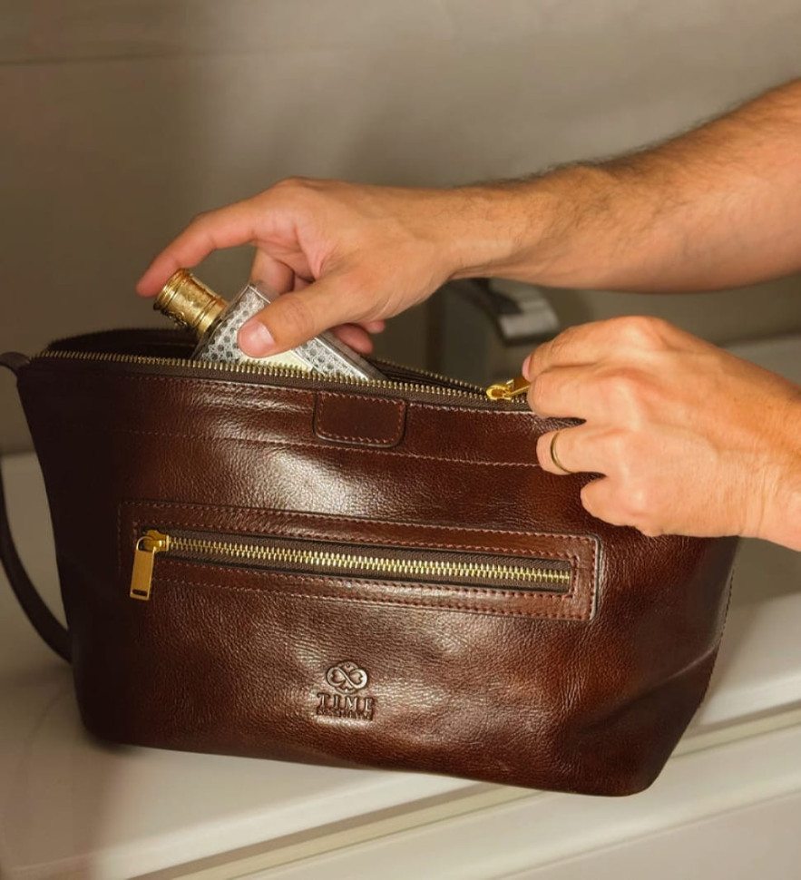 Женская кожаная косметичка Dopp Kit - Ragtime -  Коричневый цвет - Time Resistance 5239101W — 3