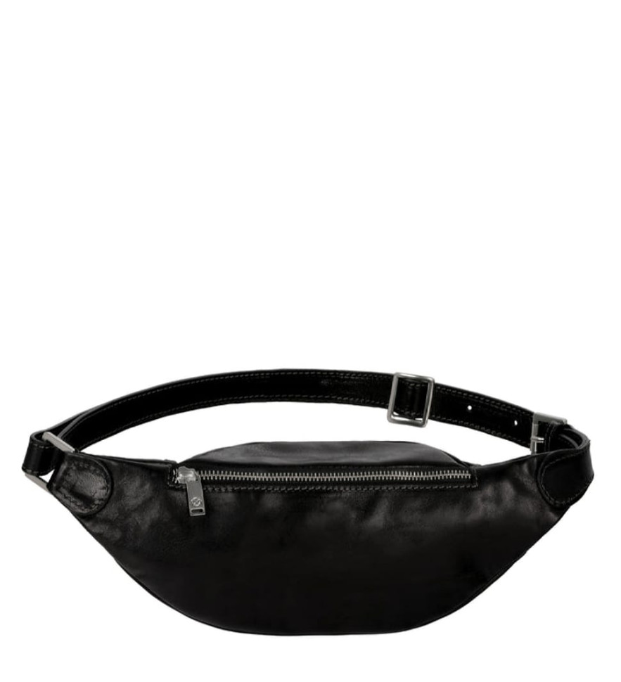 Женская кожаная сумка-слинг Belly Bag - Independent People - Черный цвет - Time Resistance 5225001W — 4