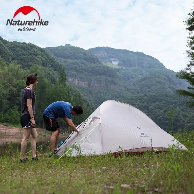 Намет надлегкий тримісний з футпринтом Naturehike Cloud Up 3 Updated NH18T030-T, 20D, темно-зелений — 4