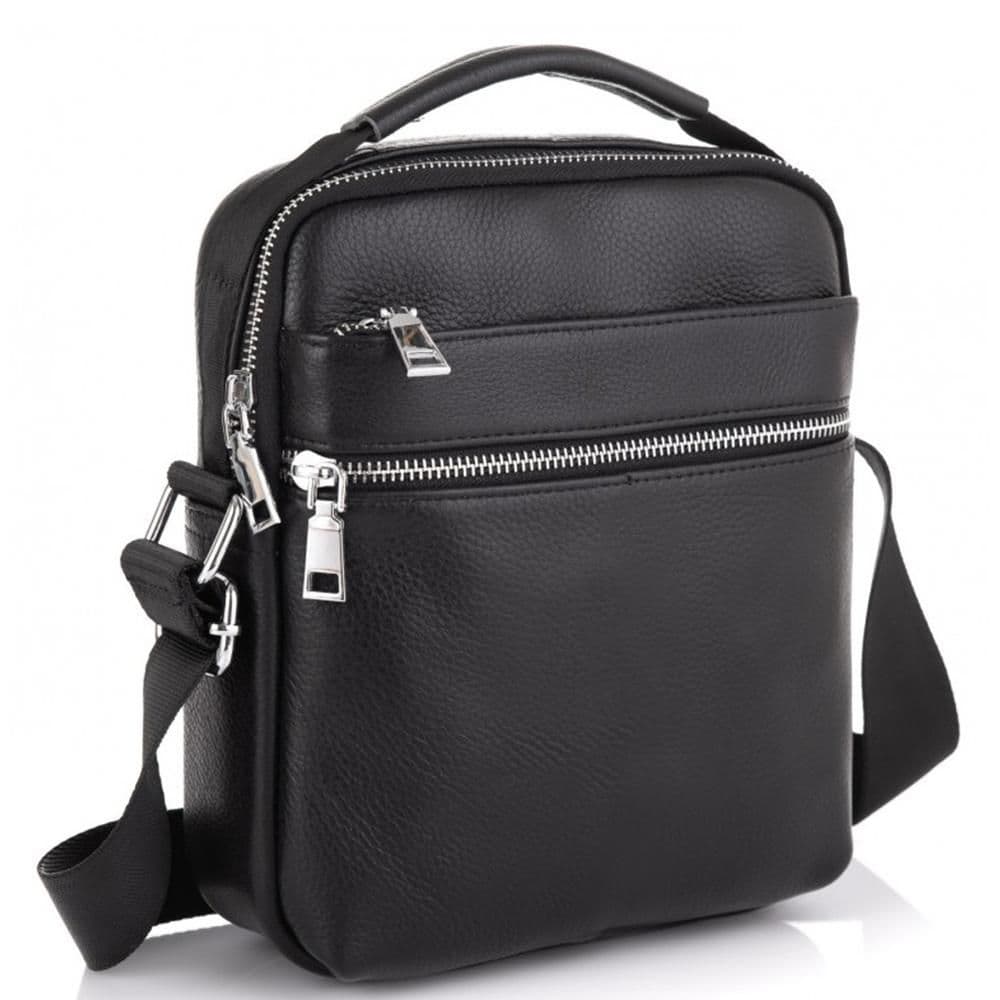 Чоловіча чорна шкіряна сумка через плече Tiding Bag NM23-6013A