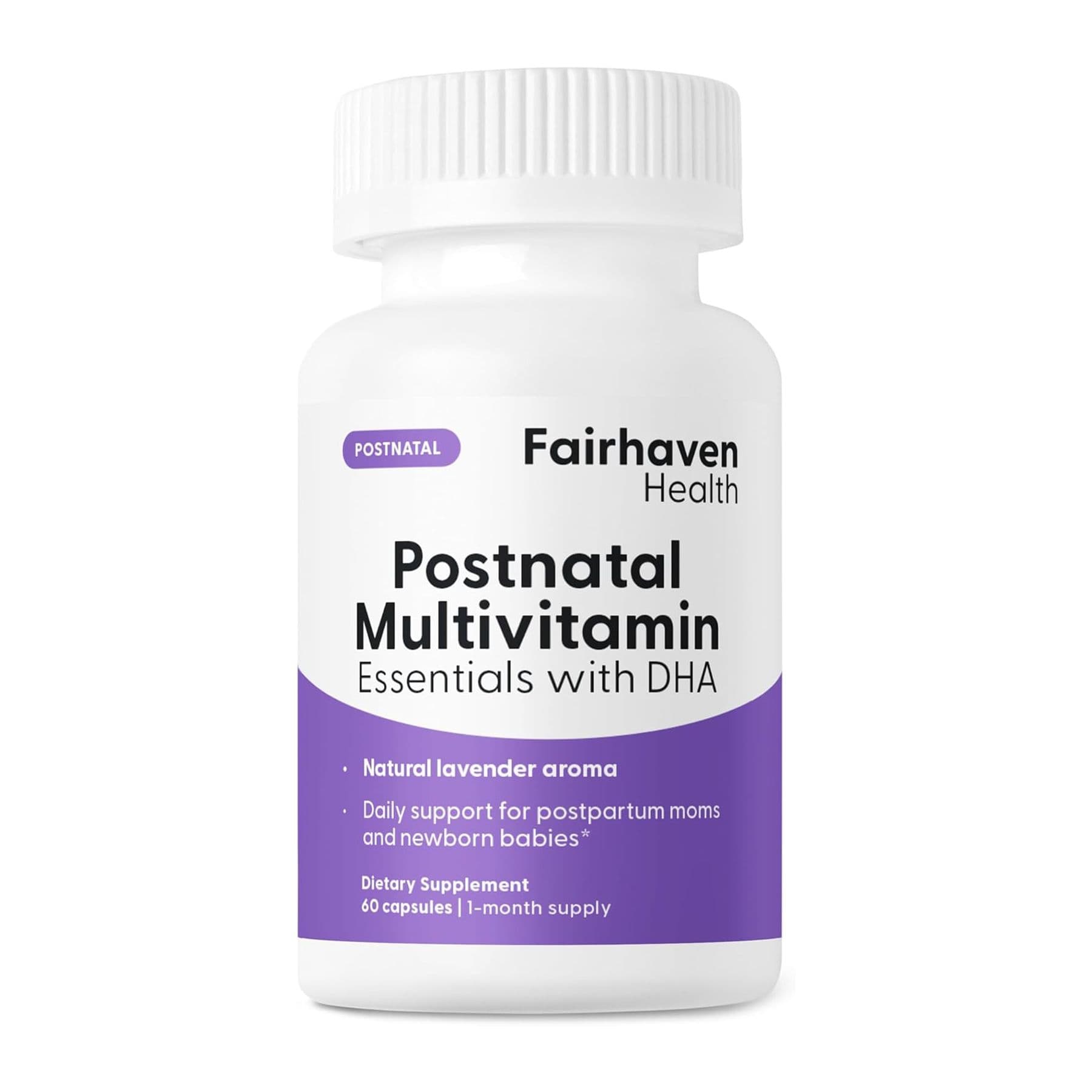 Постнатальные мультивитамины с DHA, 60 капсул, Fairhaven Health