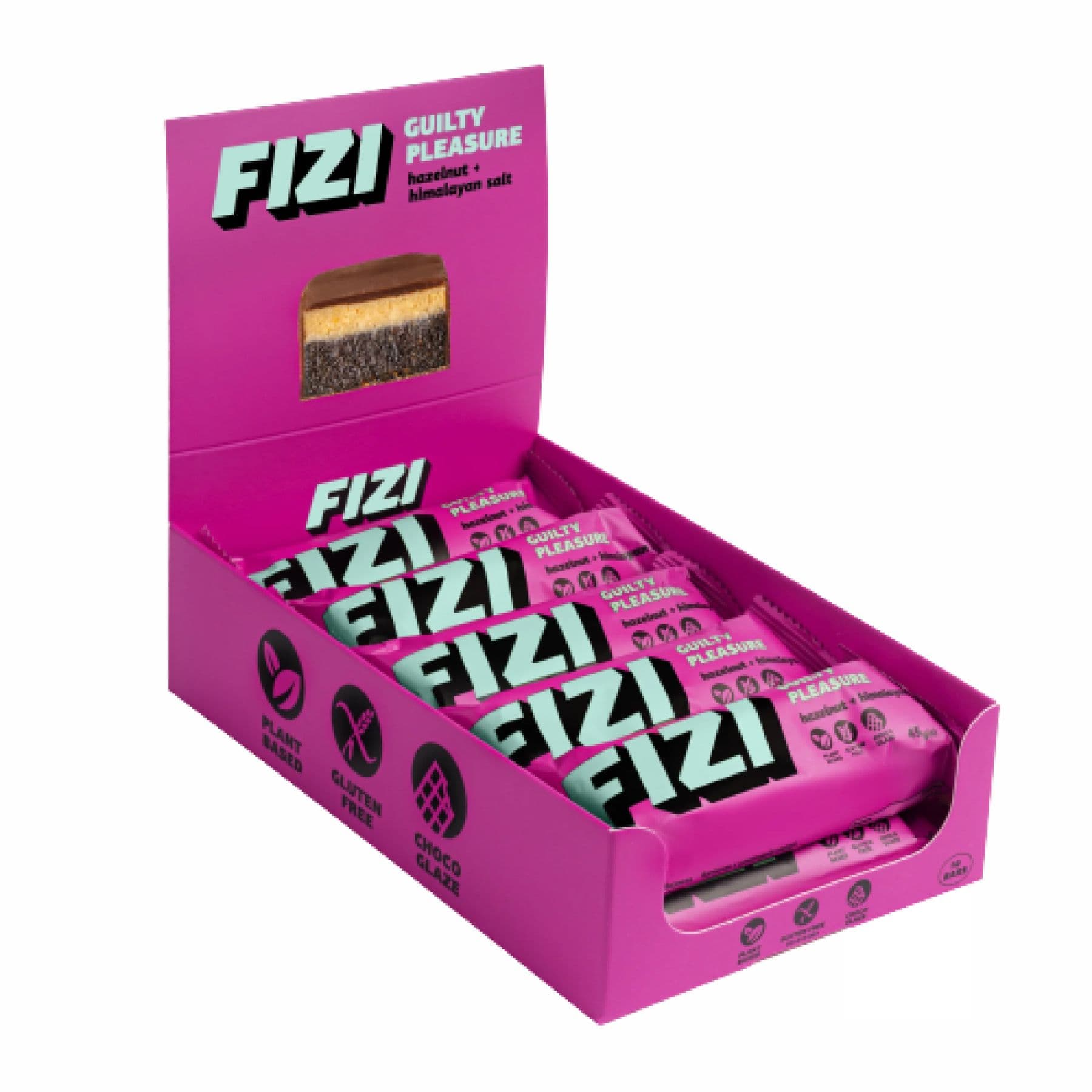 FIZI Chocolate Bar — шоколадний батончик, смак лісовий горіх з гімалайською сіллю, 10х45 г