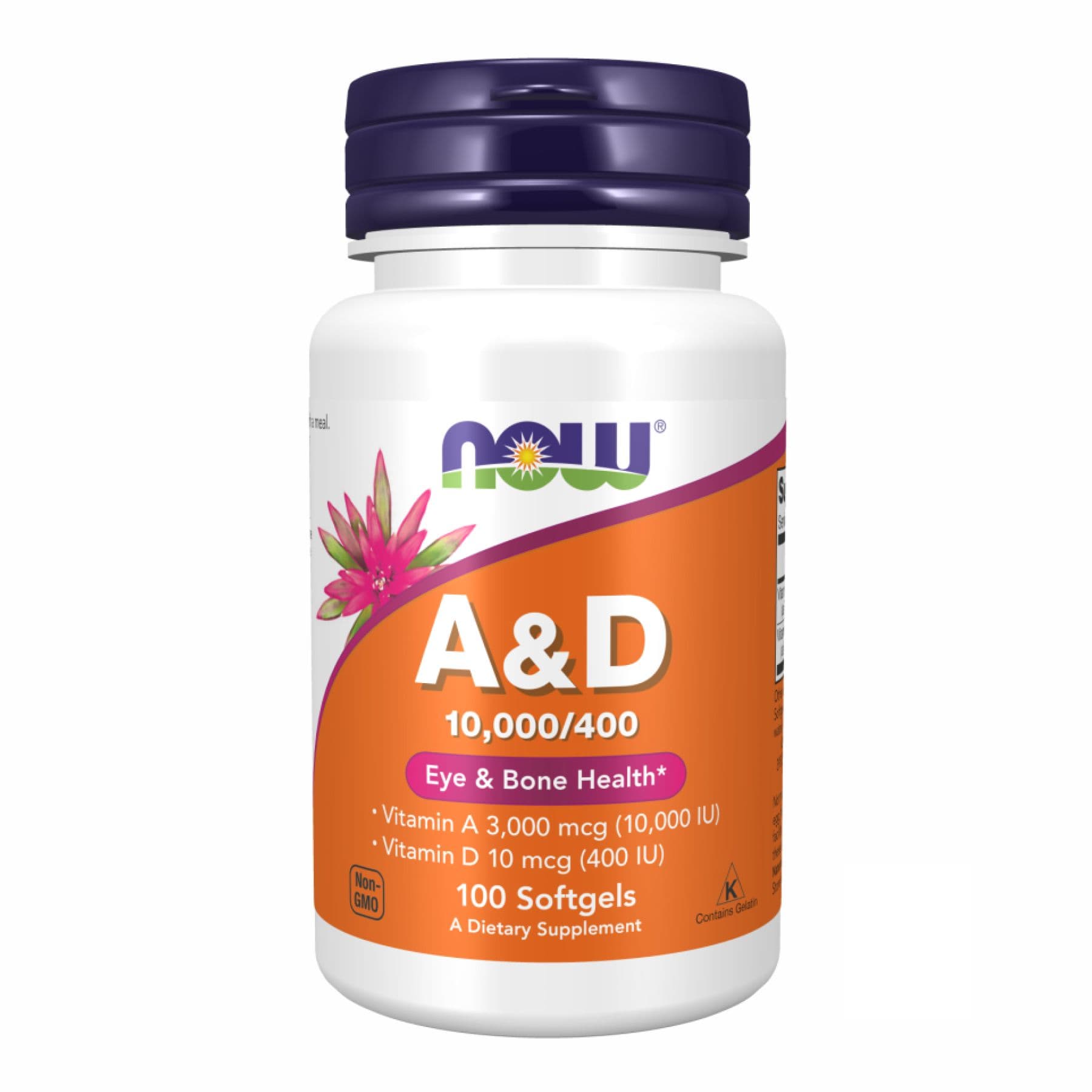 Витамины A и D 10000/400, 100 желатиновых капсул, Now Foods