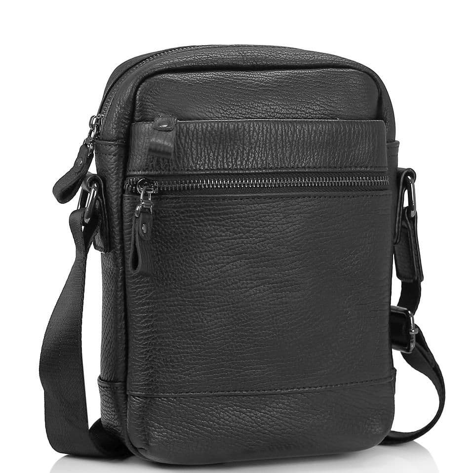 Сумка через плече чорна шкіряна Tiding Bag 8836-1A
