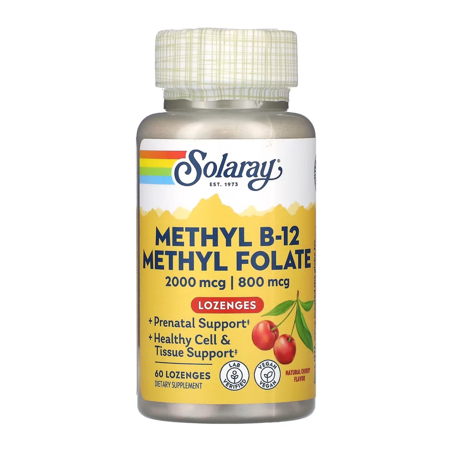 Вітамін B12 Метил та Метилфолат, 60 капсул, Solaray