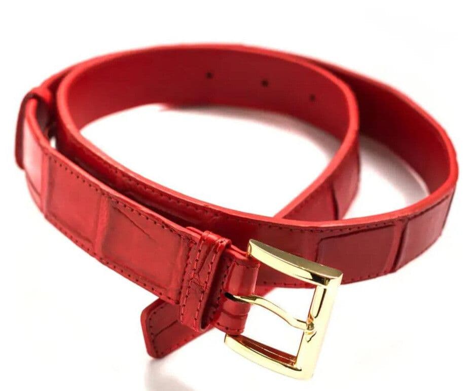 Ремінь зі шкіри крокодила жіночий Exotic Leather Червоний (crb 22) — фото 1