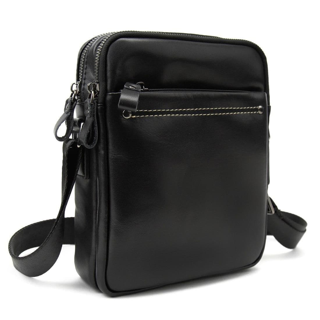 Месенджер шкіряний чорний Tiding Bag 8713A