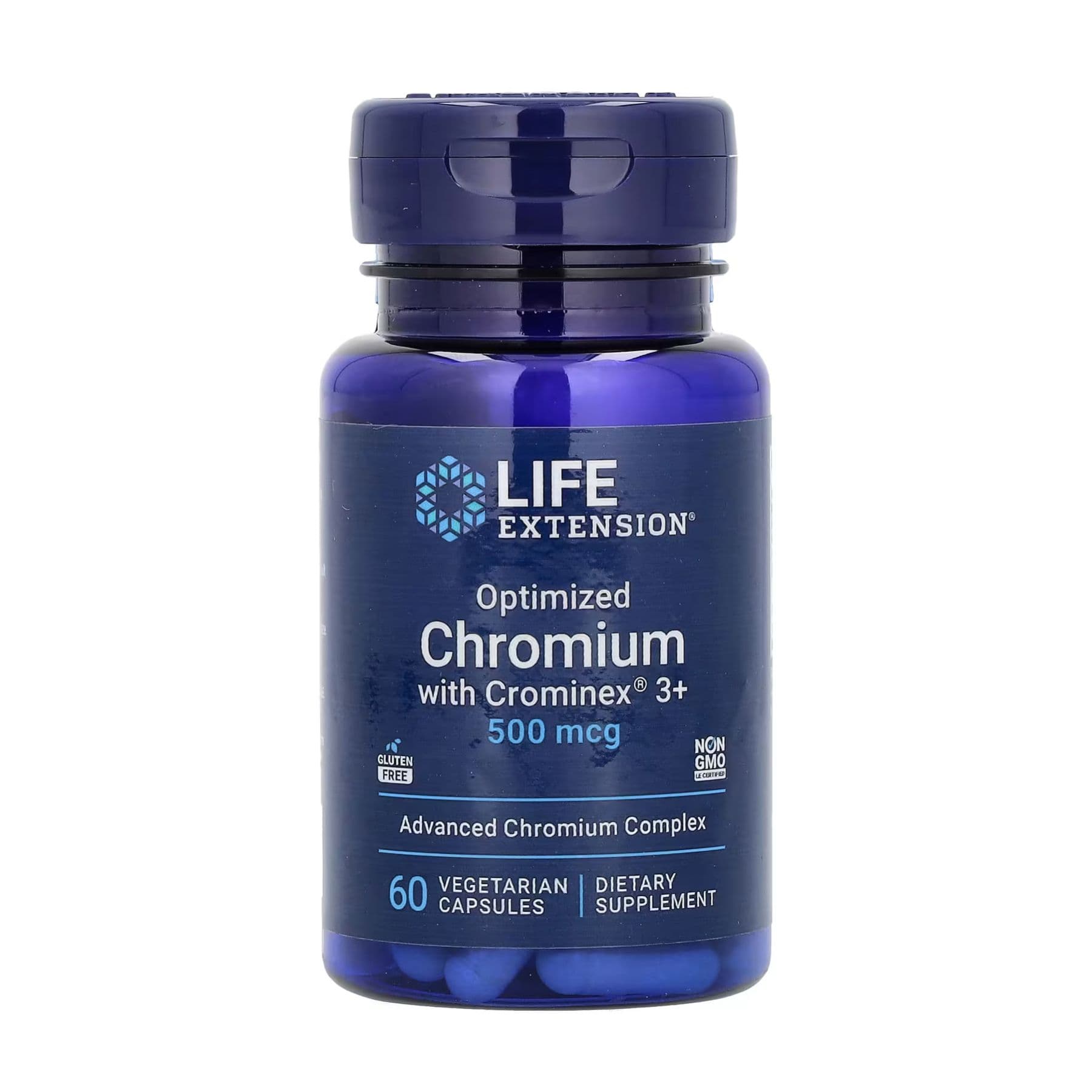 Хром Optimized с Crominex 3+ 500 мкг, 60 вегетарианских капсул, Life Extension