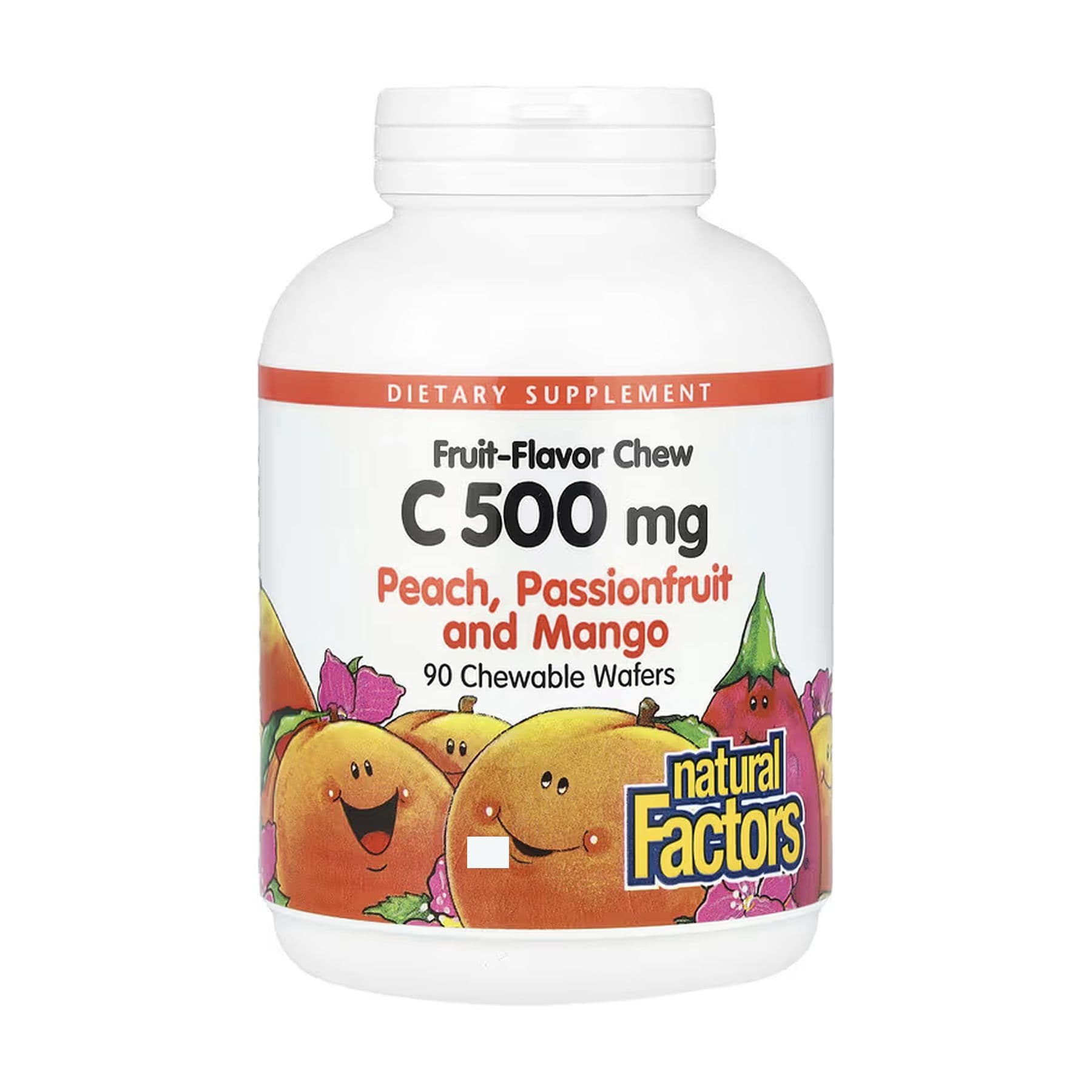 Вітамін C, 500 мг, 90 жув. вафель, Персик, Пасифлора та Манго, Natural Factors