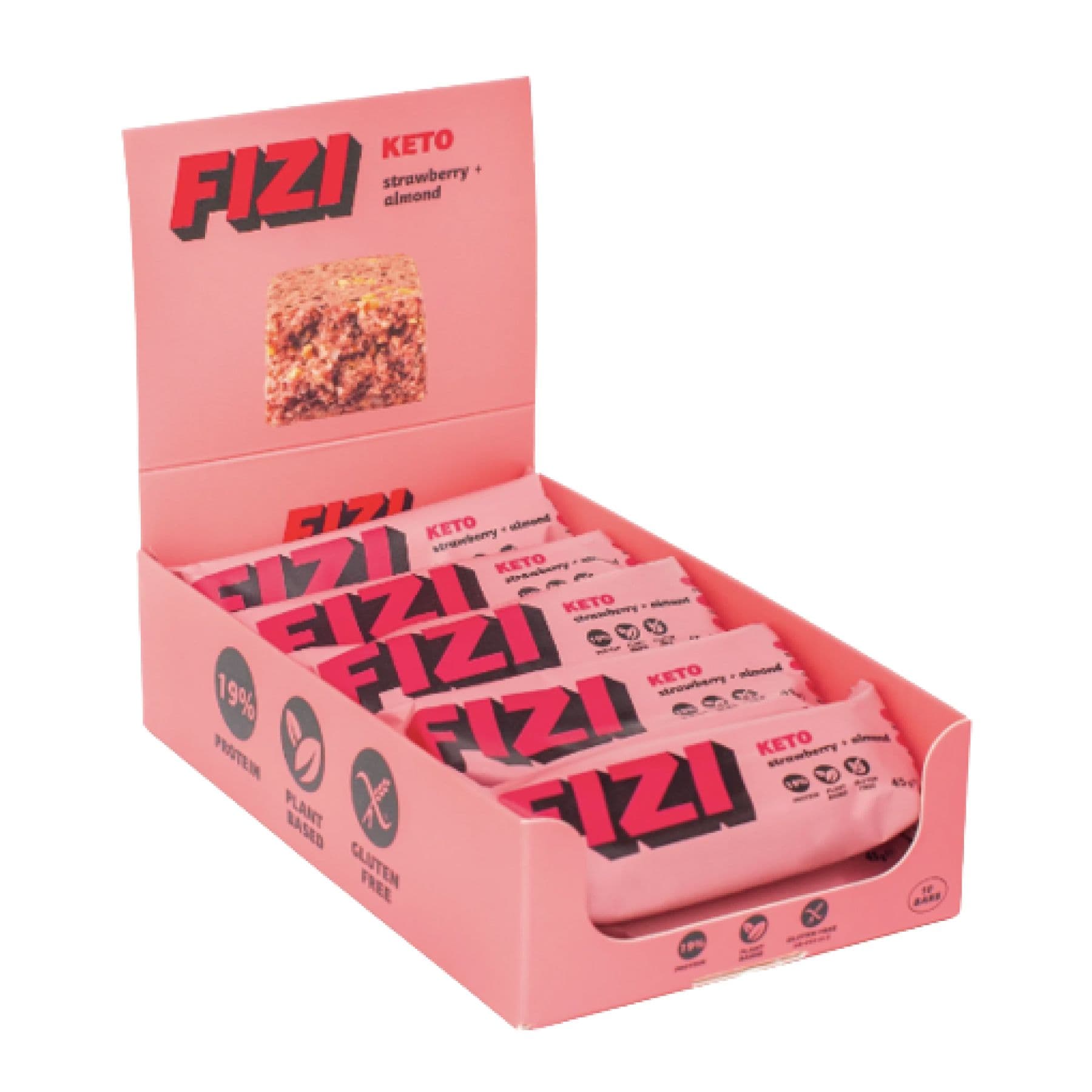 KETO Protein Bar — кето-батончик, смак полуниця + мигдаль, 10x45 г