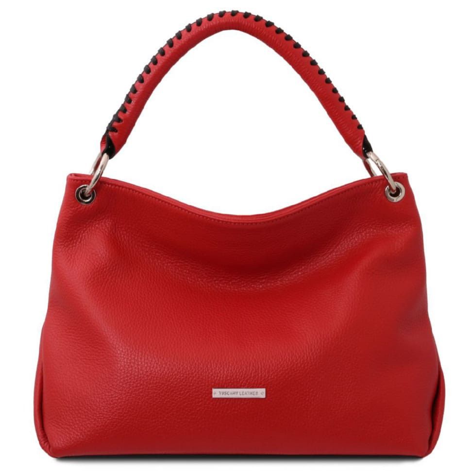 Сумка хобо кожаная итальянская Tuscany TL142087 (Lipstick Red)