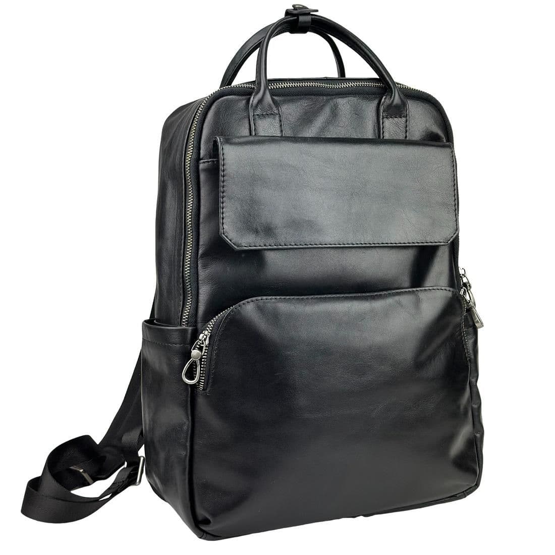 Чоловічий шкіряний рюкзак чорний Tiding Bag 8046A