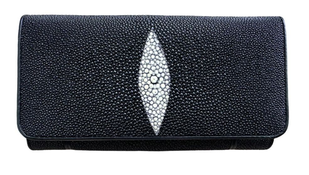 Гаманець зі шкіри ската Exotic Leather Чорний (stw 15) — фото 1
