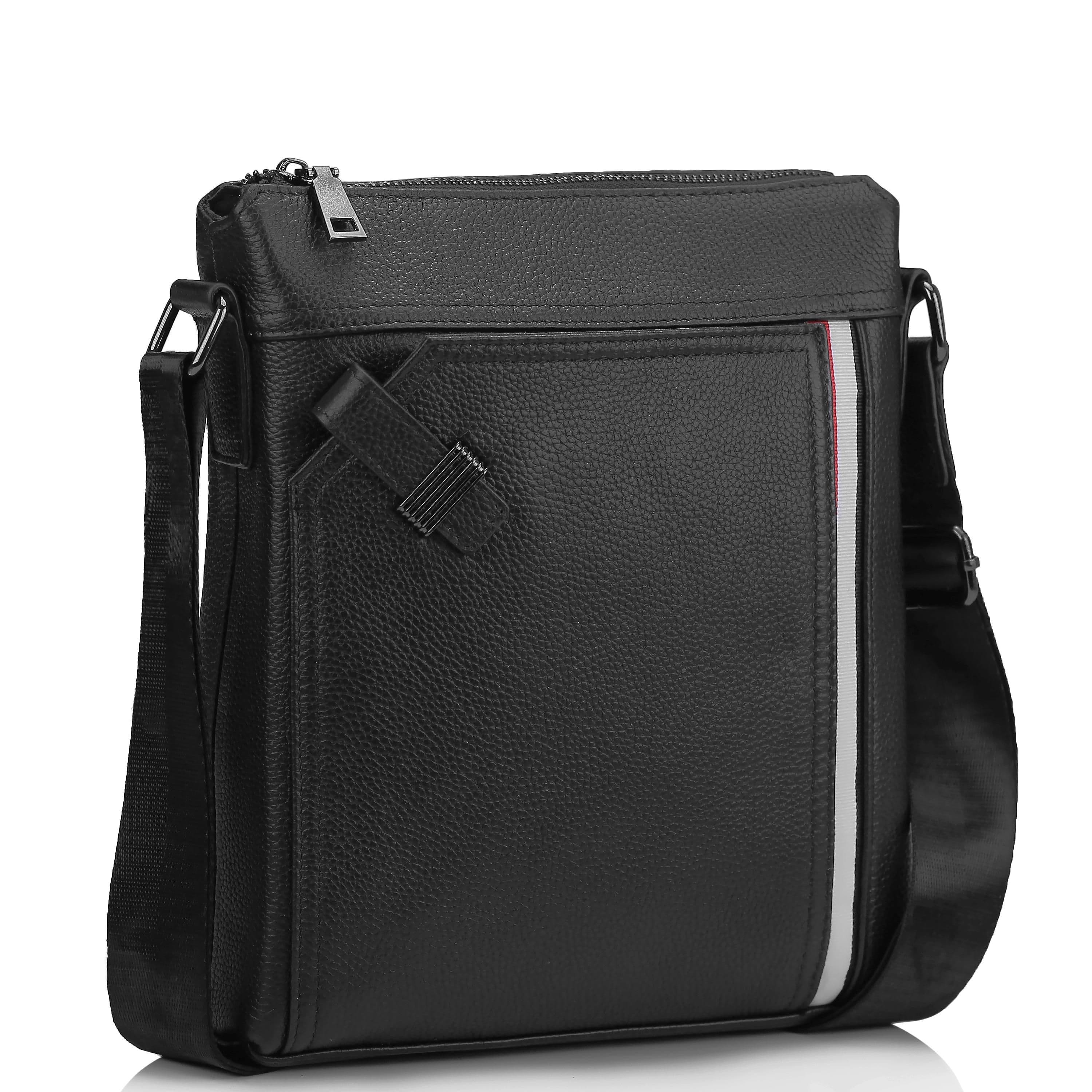 Чоловіча шкіряна сумка через плече чорна Tiding Bag A25F-8867A