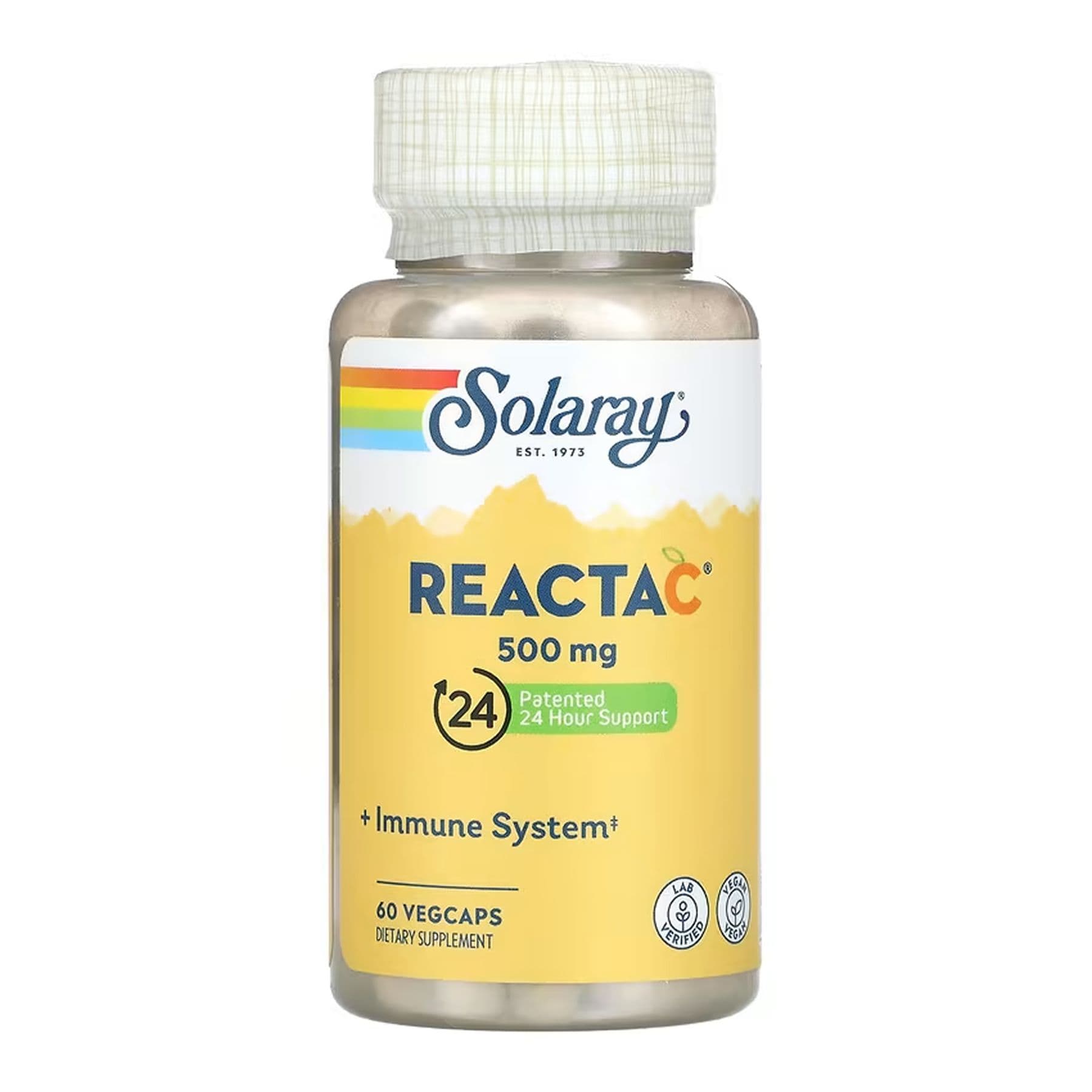 Reacta-C — буферизованный витамин C, 500 мг, 60 вег. капсул, Solaray