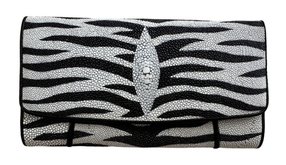 Гаманець жіночий чорно-білий зебра зі шкіри ската Exotic Leather (stw3)