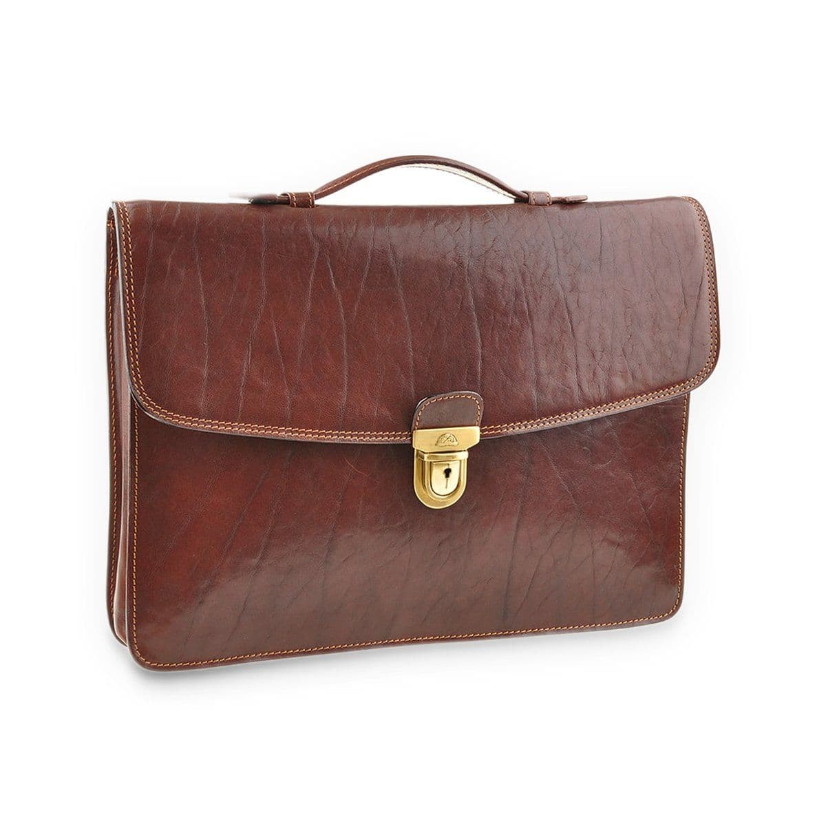 Мужской портфель из глянцевой натуральной кожи быка Tony Perotti 21015_1 (8091l moro) Коричневый
