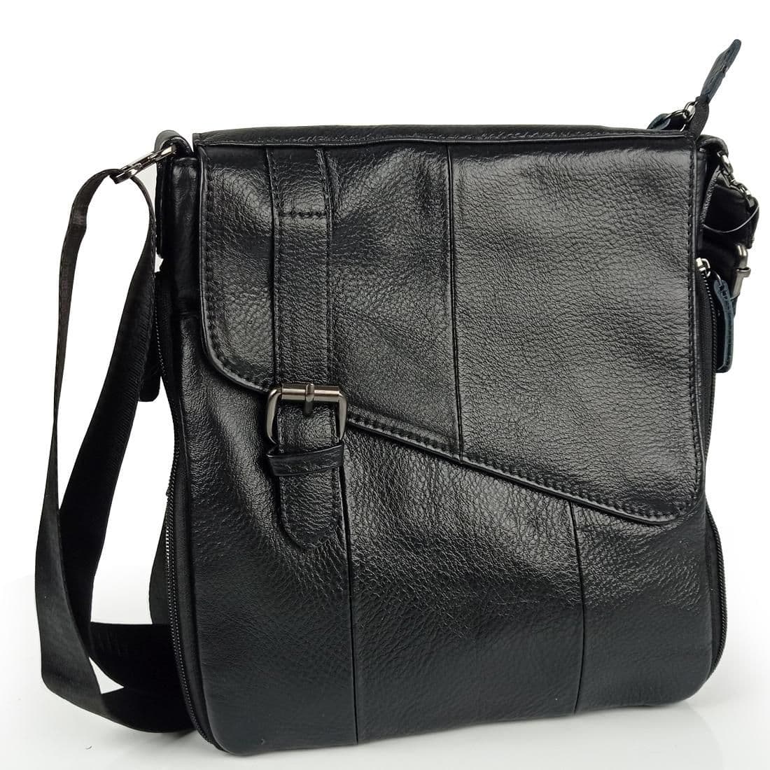 Сумка мужская кожаная черная Tiding Bag M35-1036A