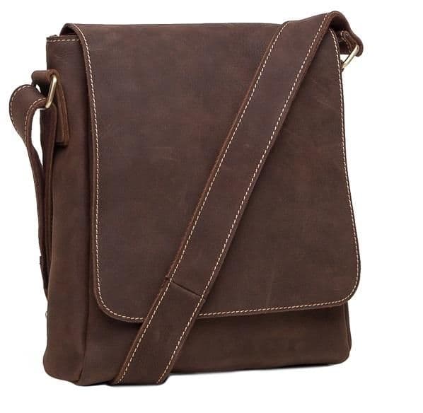 Чоловіча сумка через плече з натуральної шкіри коричнева Tiding Bag G1157DB