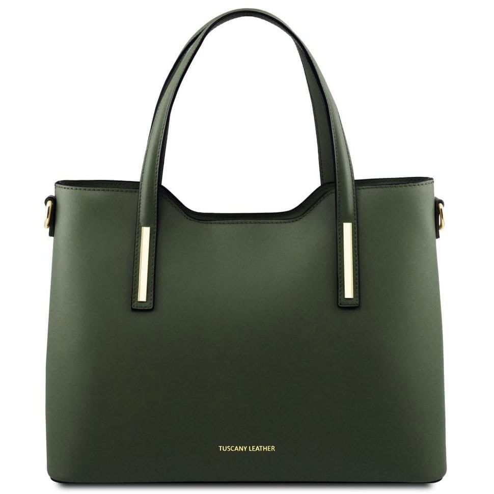 Сумка тоут (тоте) через плечо женская кожаная OLIMPIA Tuscany TL141412 (Forest Green)