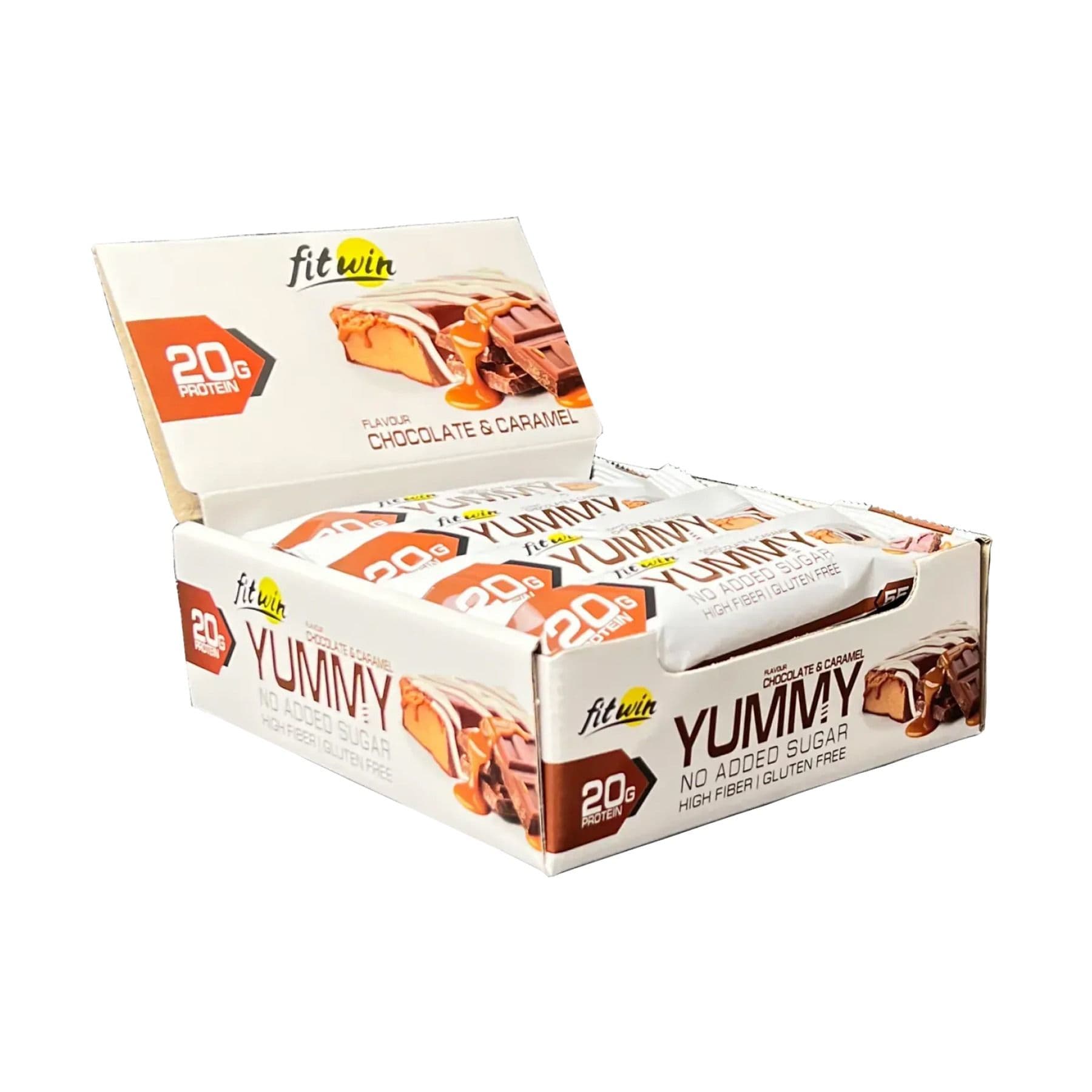 FitWin Yummy — протеїнові цукерки, смак шоколад і карамель, 12x55 г