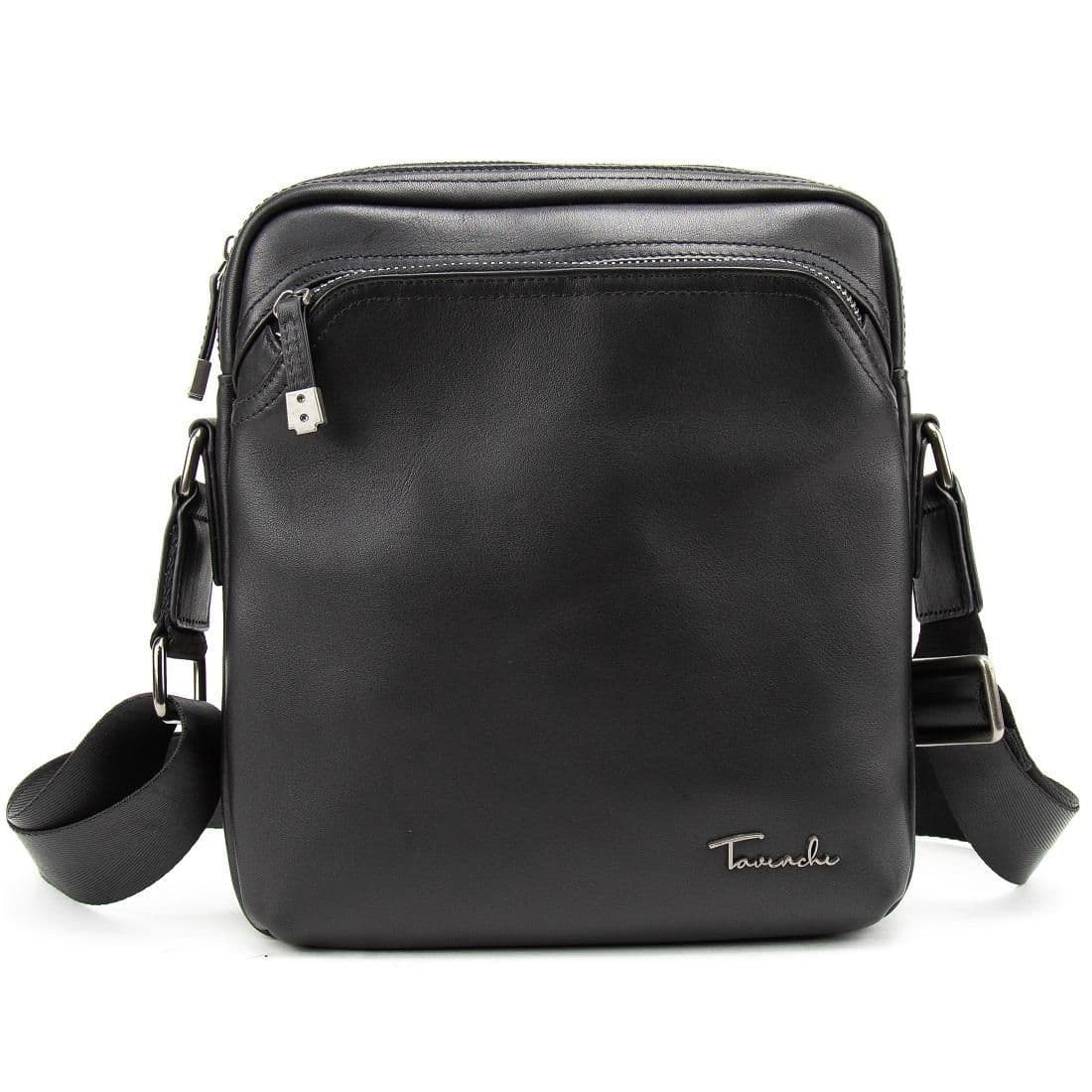 Мужская кожаная сумка через плечо черная Tiding Bag SM8-9686-4A
