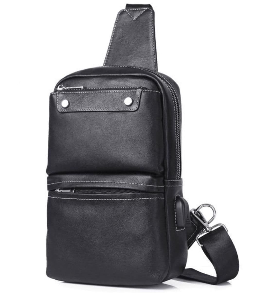 Сумка на грудь мужская кожаная слинг Tiding Bag A25-6801A
