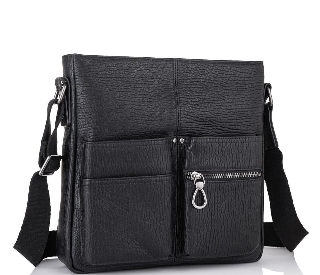 Чоловіча шкіряна сумка через плече чорна Tiding Bag SM8-008A