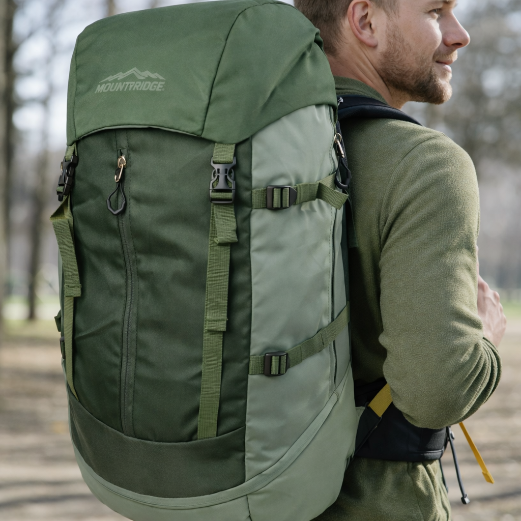 Легкий похідний, туристичний рюкзак з дощовиком 45L Adventuridge хакі