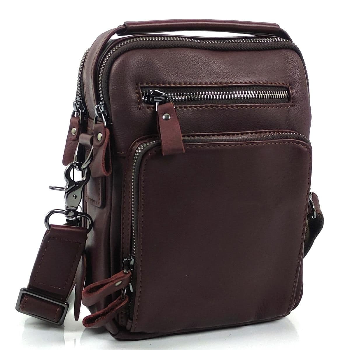 Чоловіча барсетка Tiding Bag S-JMD10-5005C із натуральної шкіри коричневого кольору.