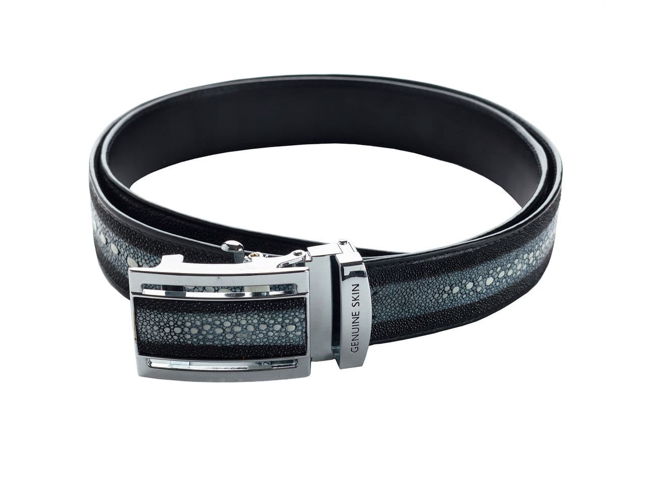 Ремень из кожи морского ската Exotic Leather с белой спинкой (stb12)