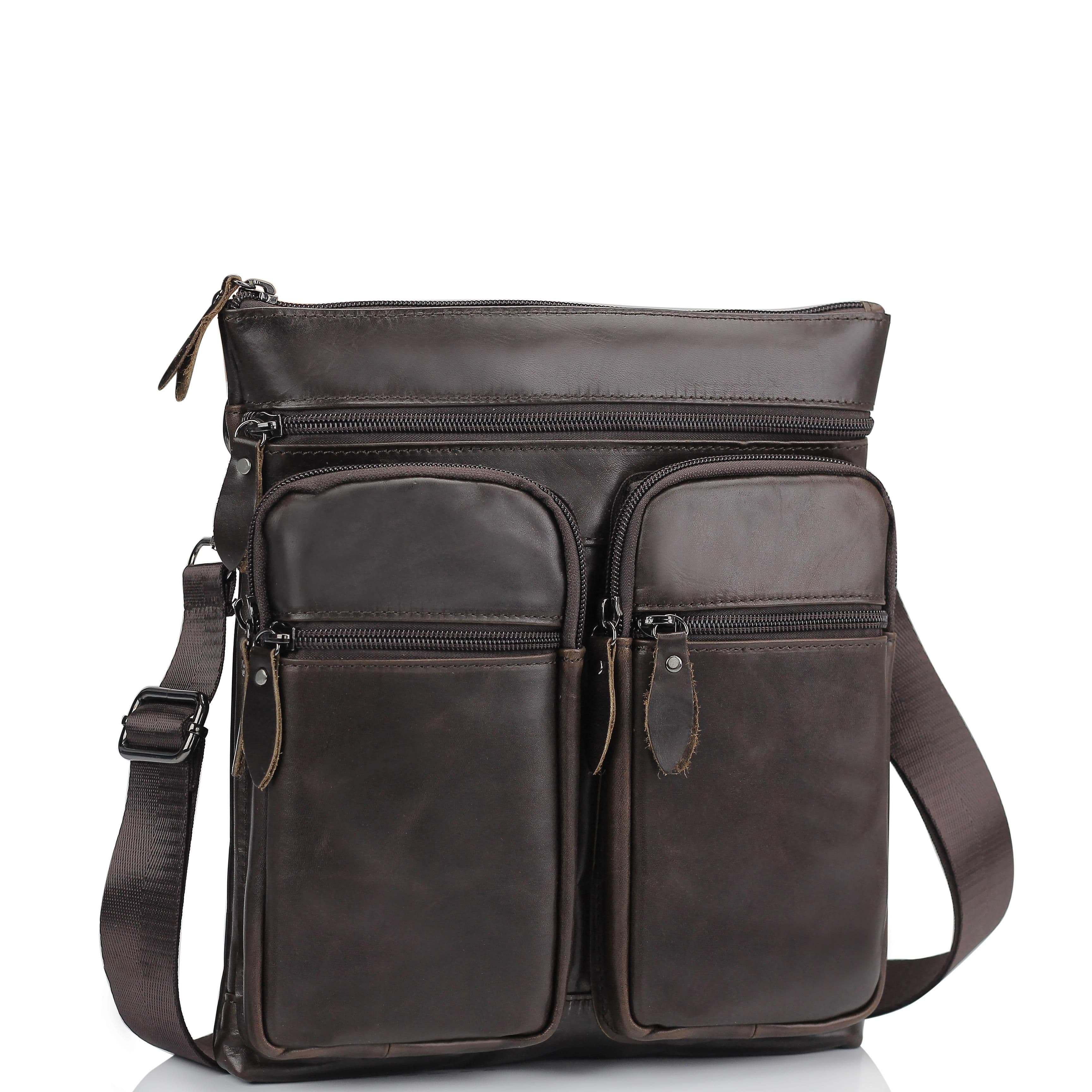 Месенджер через плече чоловічий шкіряний коричневий Tiding Bag M35-9012A