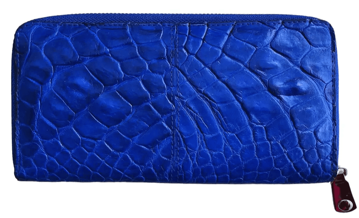 Гаманець портмоне із натуральної шкіри крокодила Exotic Leather синій індиго (cw 82_7)