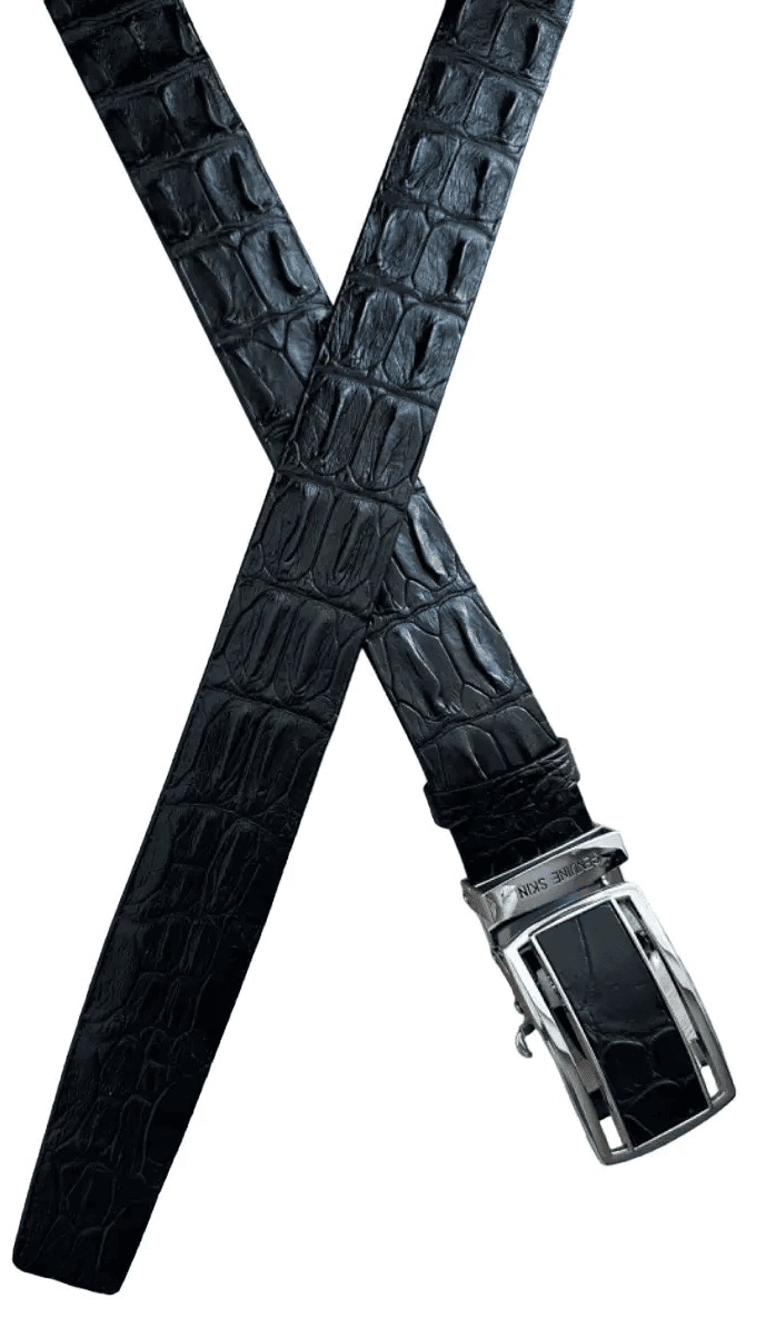 Ремінь зі шкіри крокодила Exotic Leather Чорний (crb09)