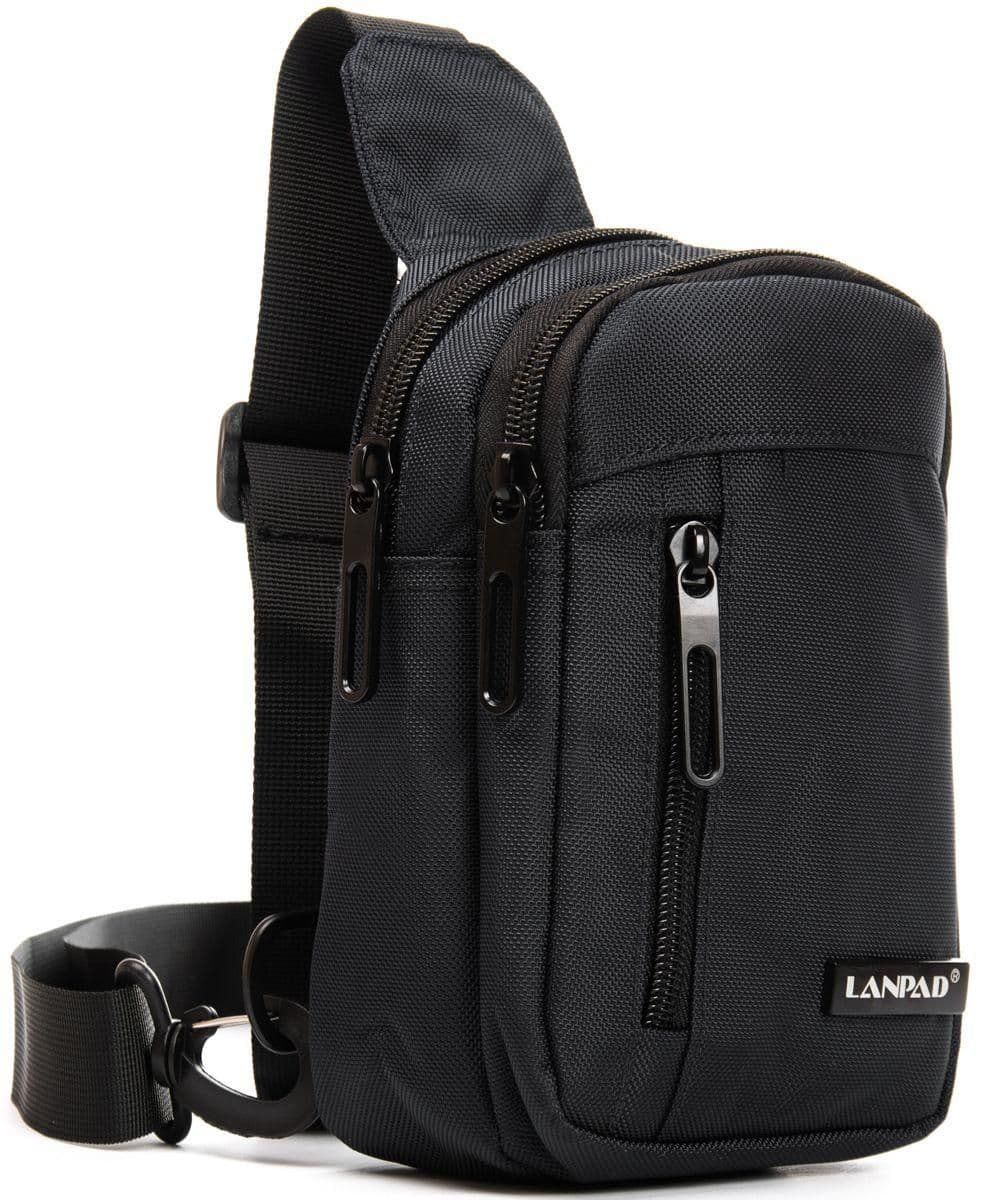 Сумка мужская через плечо Lanpad черная