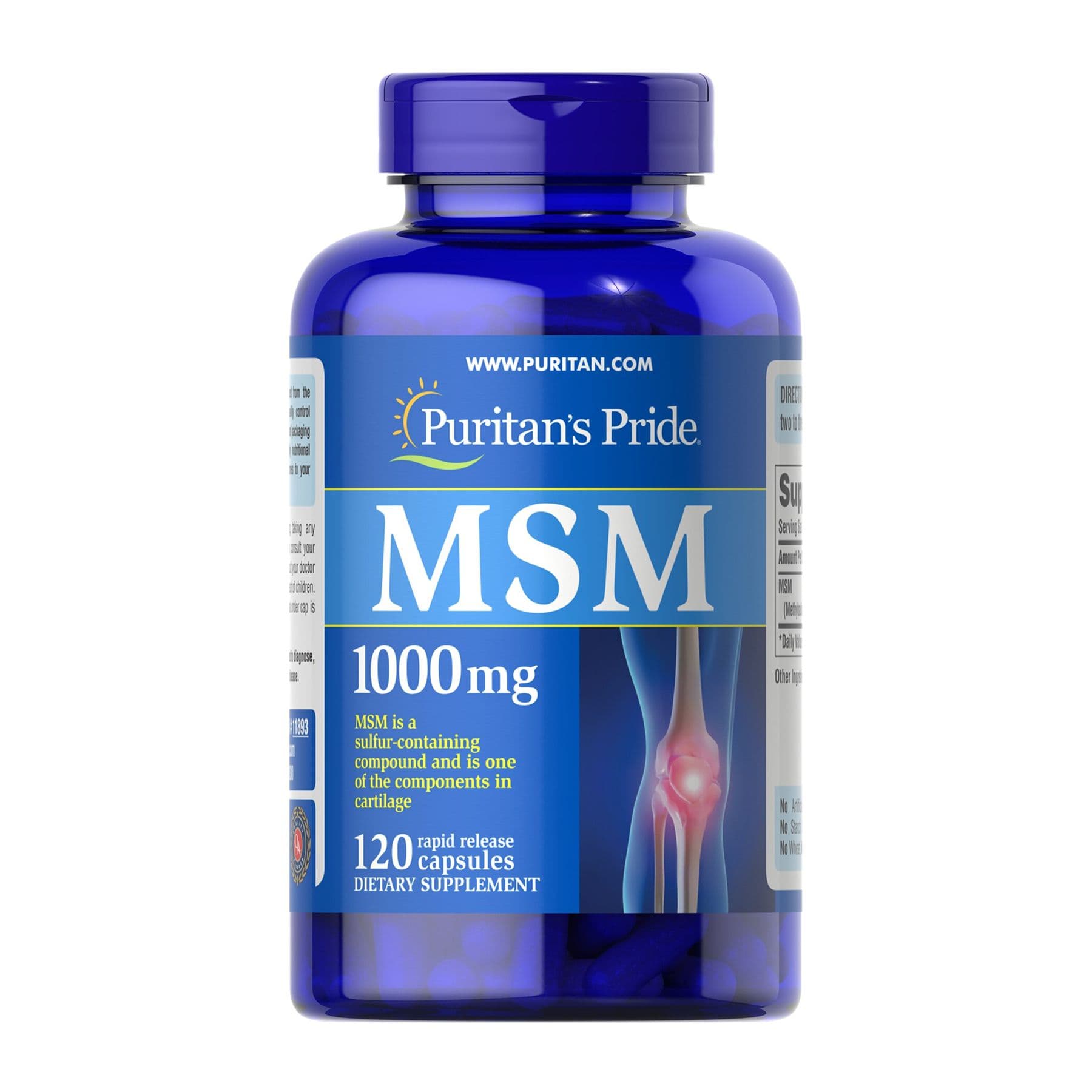 МСМ, 1000 мг, 120 капсул, Puritan's Pride