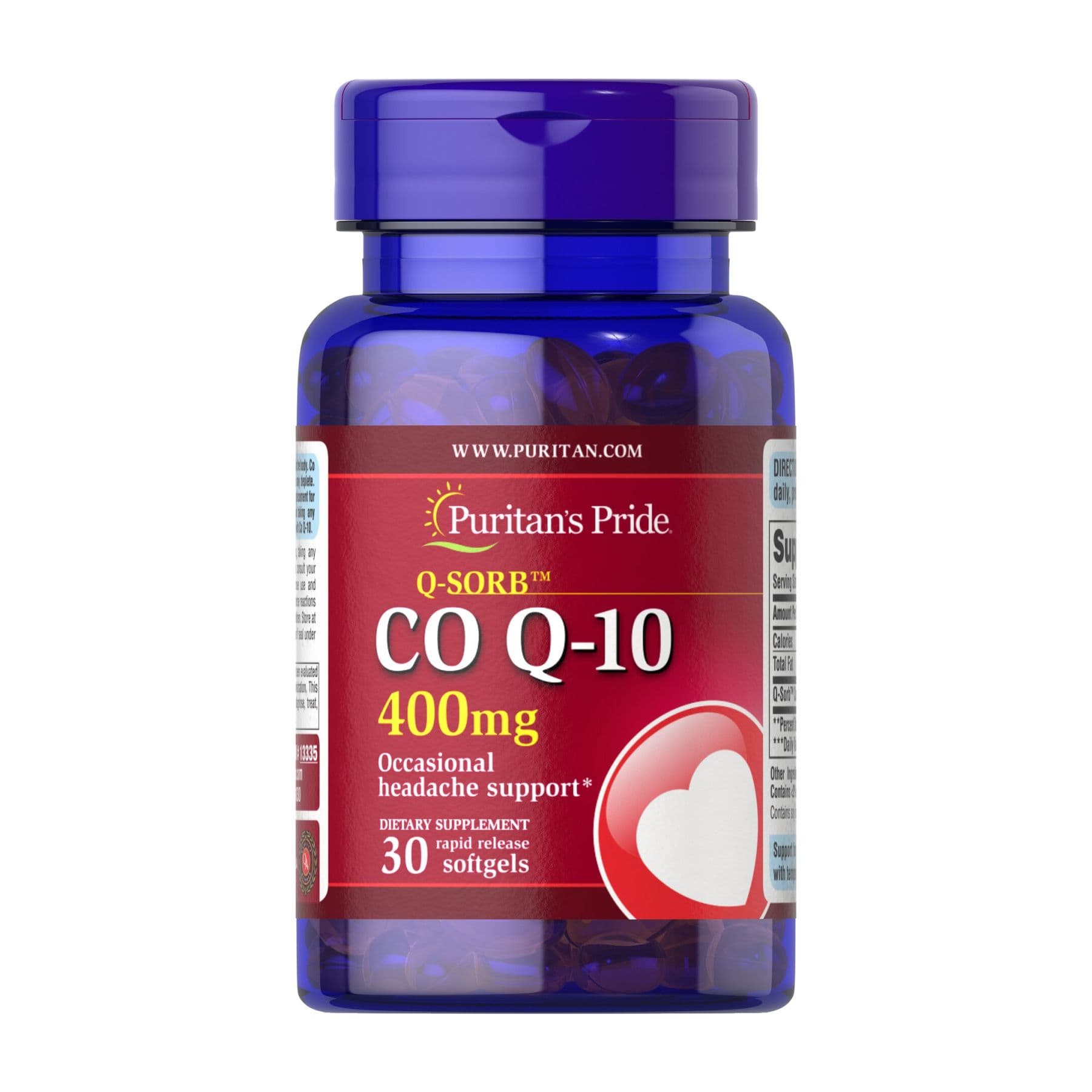 Q-SORB Коэнзим Q10, 400 мг, 30 мягких капсул, Puritan's Pride