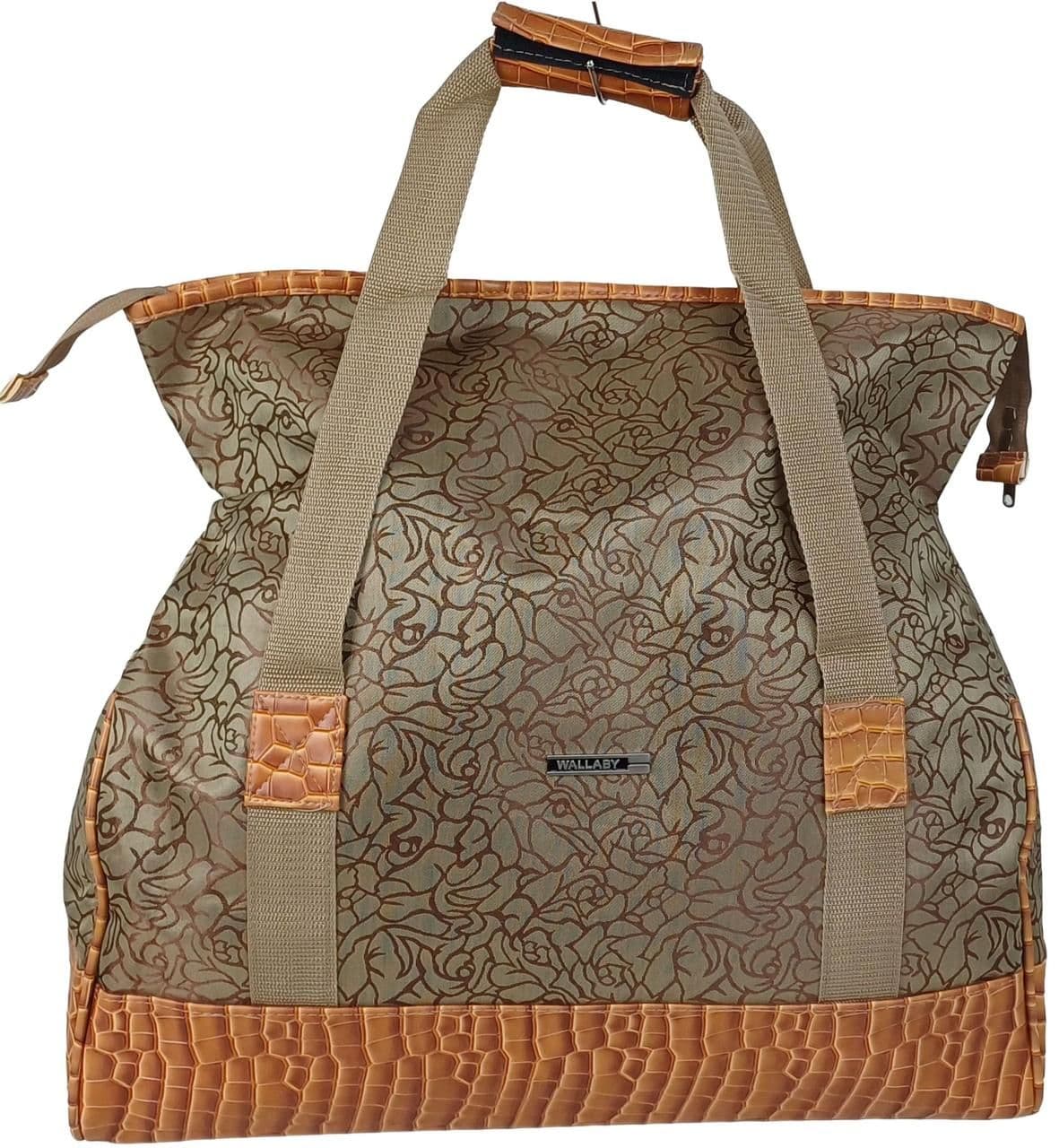 Дорожная сумка, саквояж 25L Wallaby бежевая с цветами