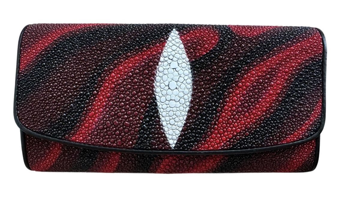 Гаманець чорно-червоний жіночий із натуральної шкіри ската Exotic Leather stw15_2 — фото 1