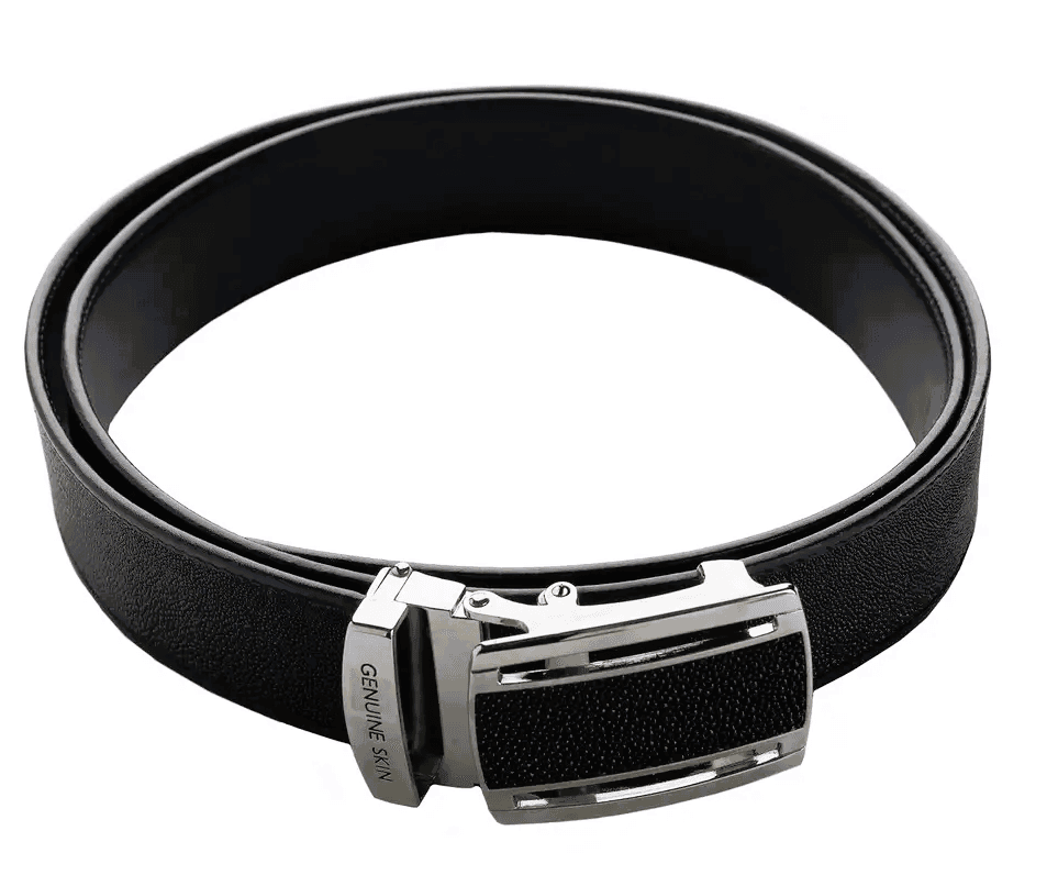 Ремень из кожи ската Exotic Leather Черный (stb10_2)