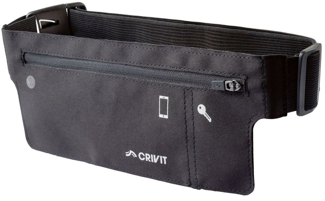 Плоска поясна сумка для бігу, тренувань Crivit чорна
