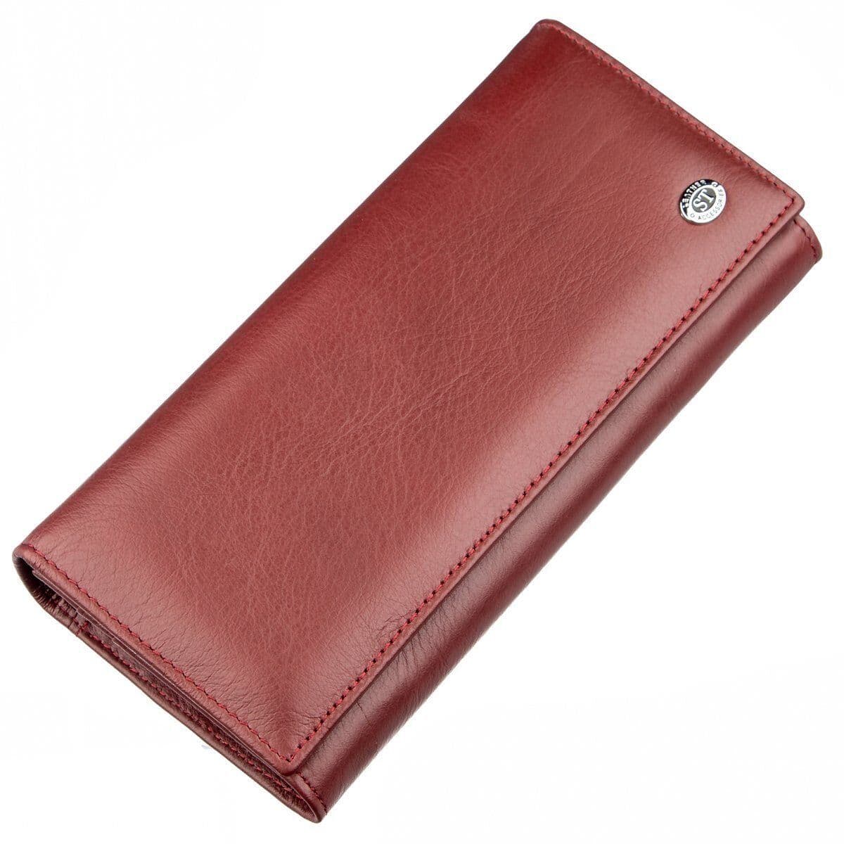 Місткий жіночий гаманець ST Leather 18877 Темно-червоний — фото 1