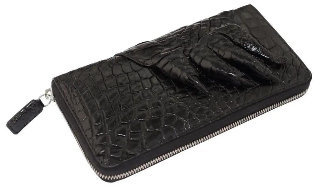 Гаманець-клатч Exotic Leather з натуральної шкіри крокодила Чорний (cw 28_1)
