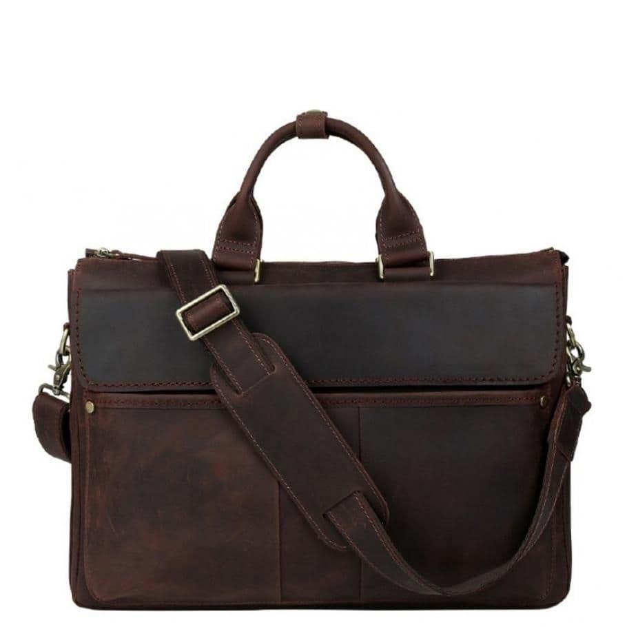 Сумка-портфель для ноутбука мужская кожаная 17 дюймов Tiding Bag t1096