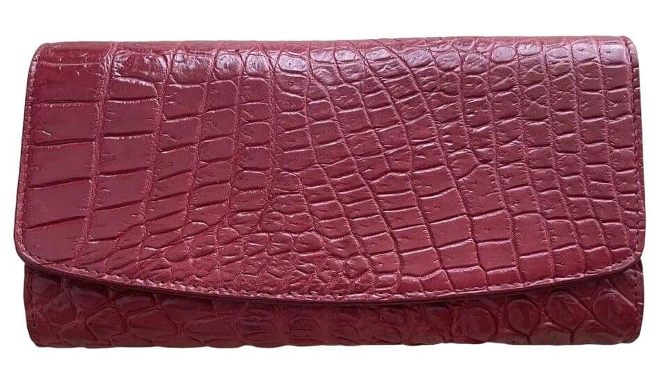 Гаманець портмоне жіночий із натуральної шкіри крокодила Exotic Leather бордовий (cw 95_4)