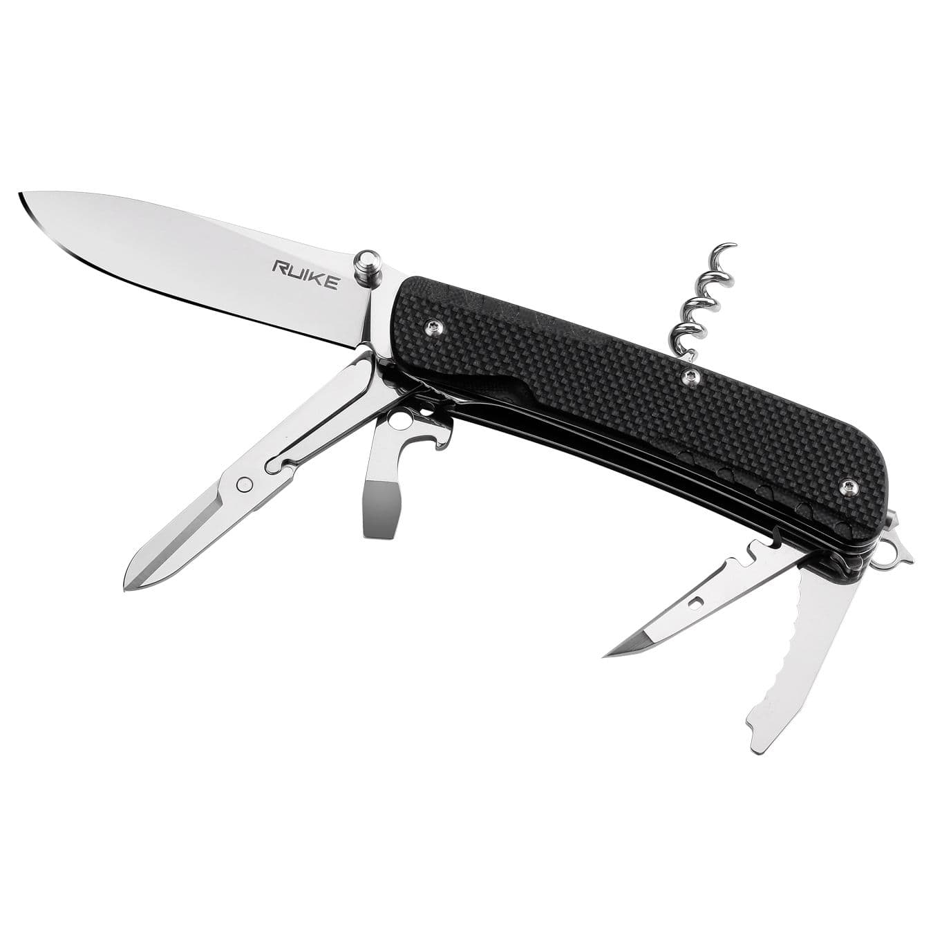 Багатофункціональний ніж Ruike Trekker LD31-B, (8.5 см) 12C27 / G10 чорний, 14 інстр.