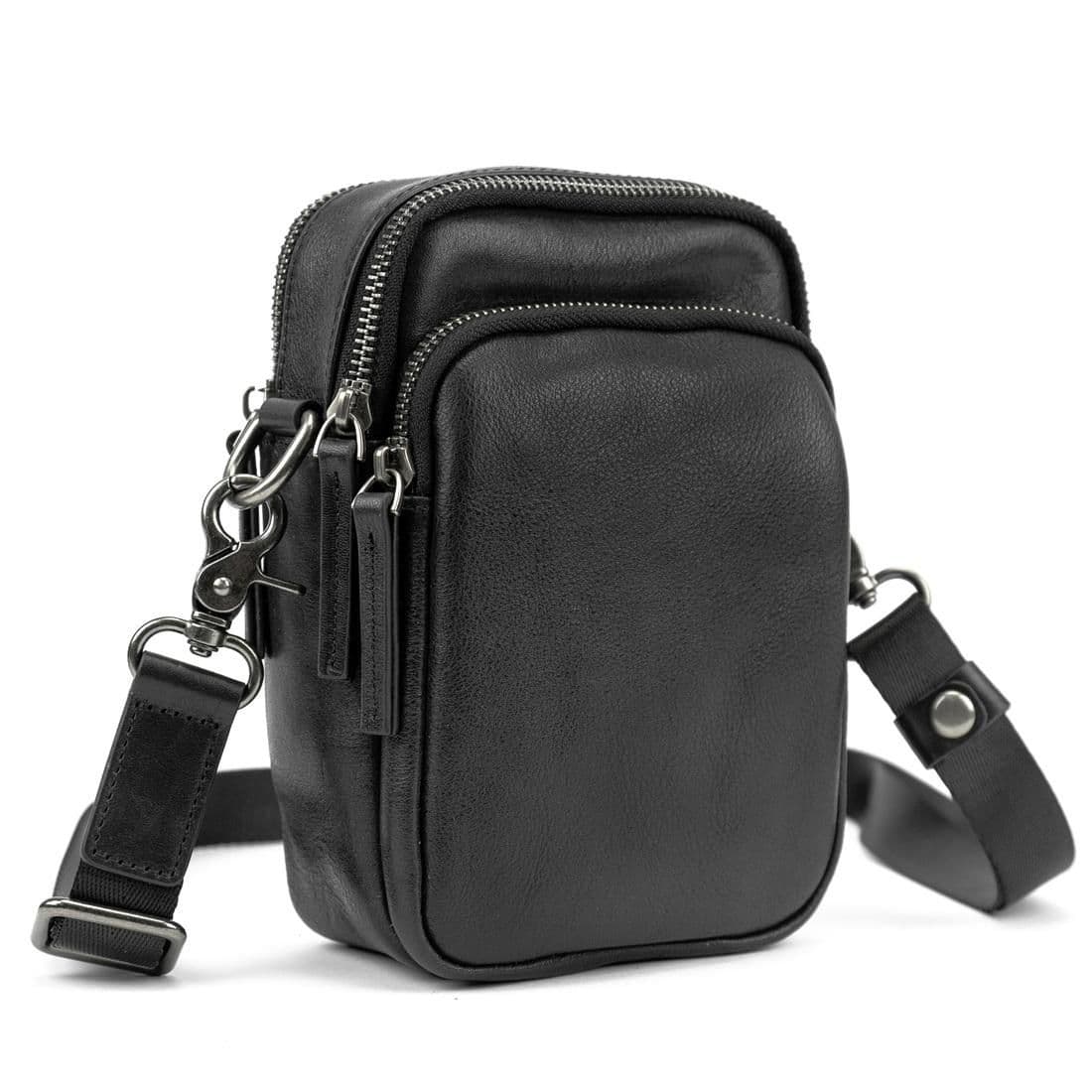 Месенджер малий шкіряний чорний TIDING BAG 333-1A