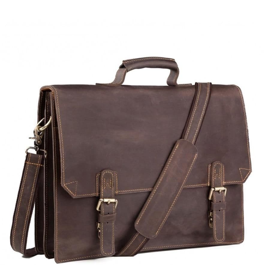 Коричневий чоловічий портфель з натуральної шкіри Tiding Bag GA2095R